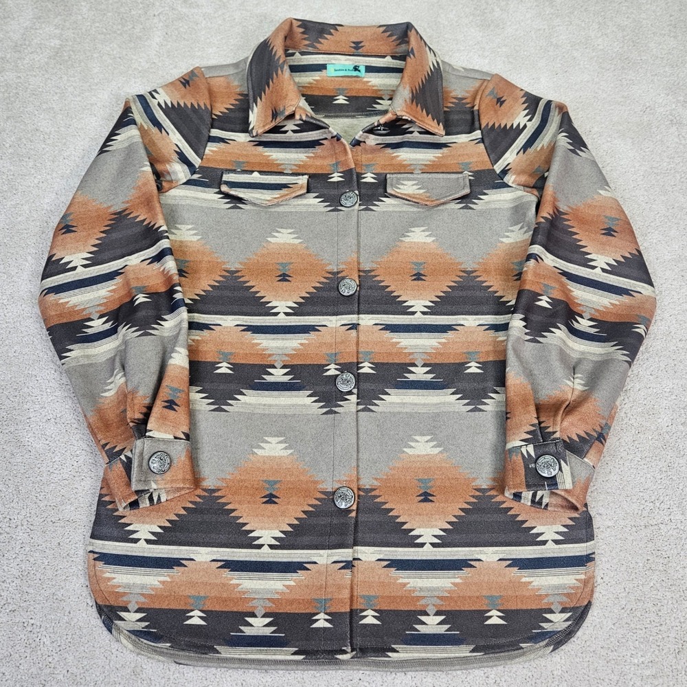 Sunshine Rodeo Southwest Aztec Print Shacket Boho Womens Sz S Southwest Navajo